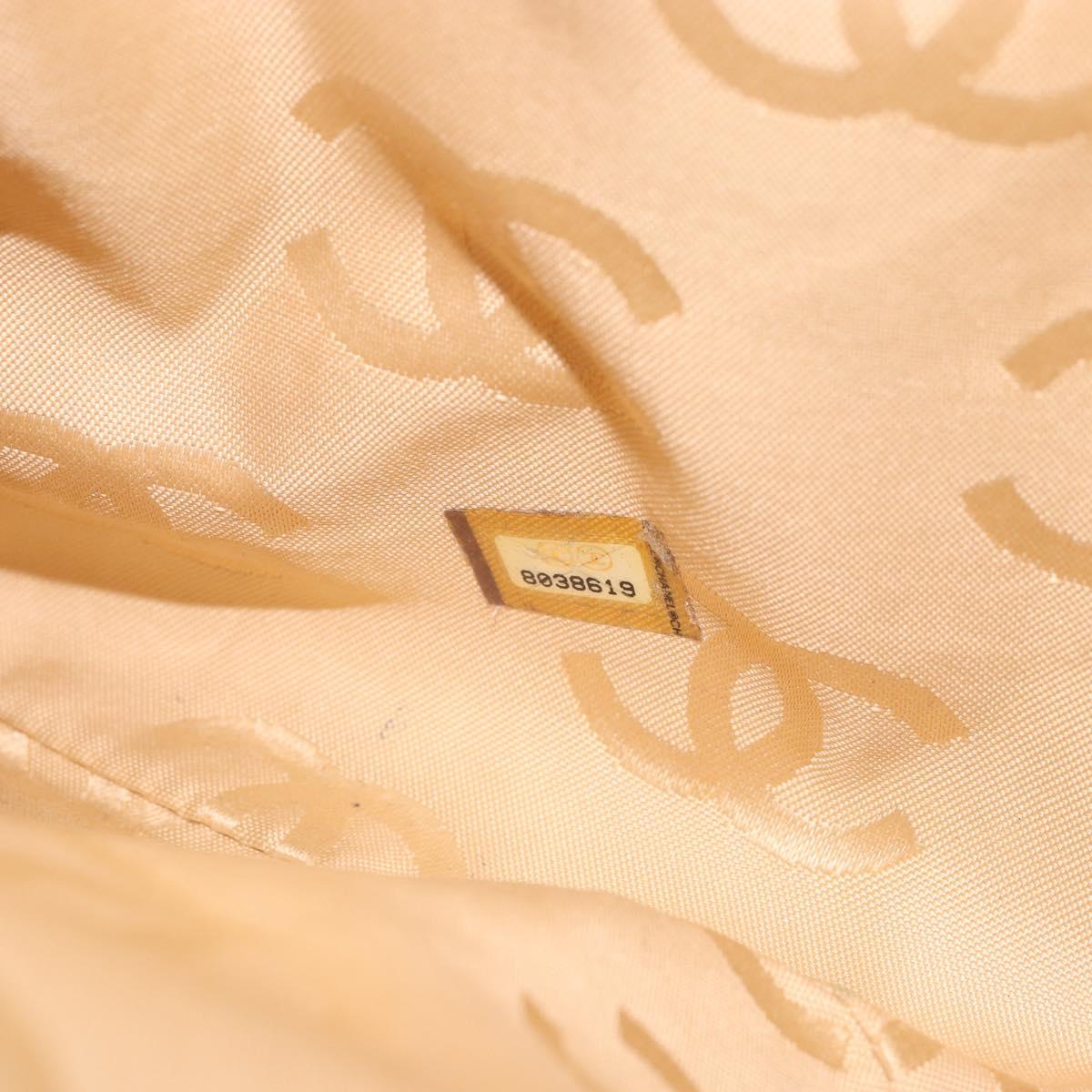 CHANEL Wild Stitch Hand Bag Leather Beige Gold CC Auth AMZ064