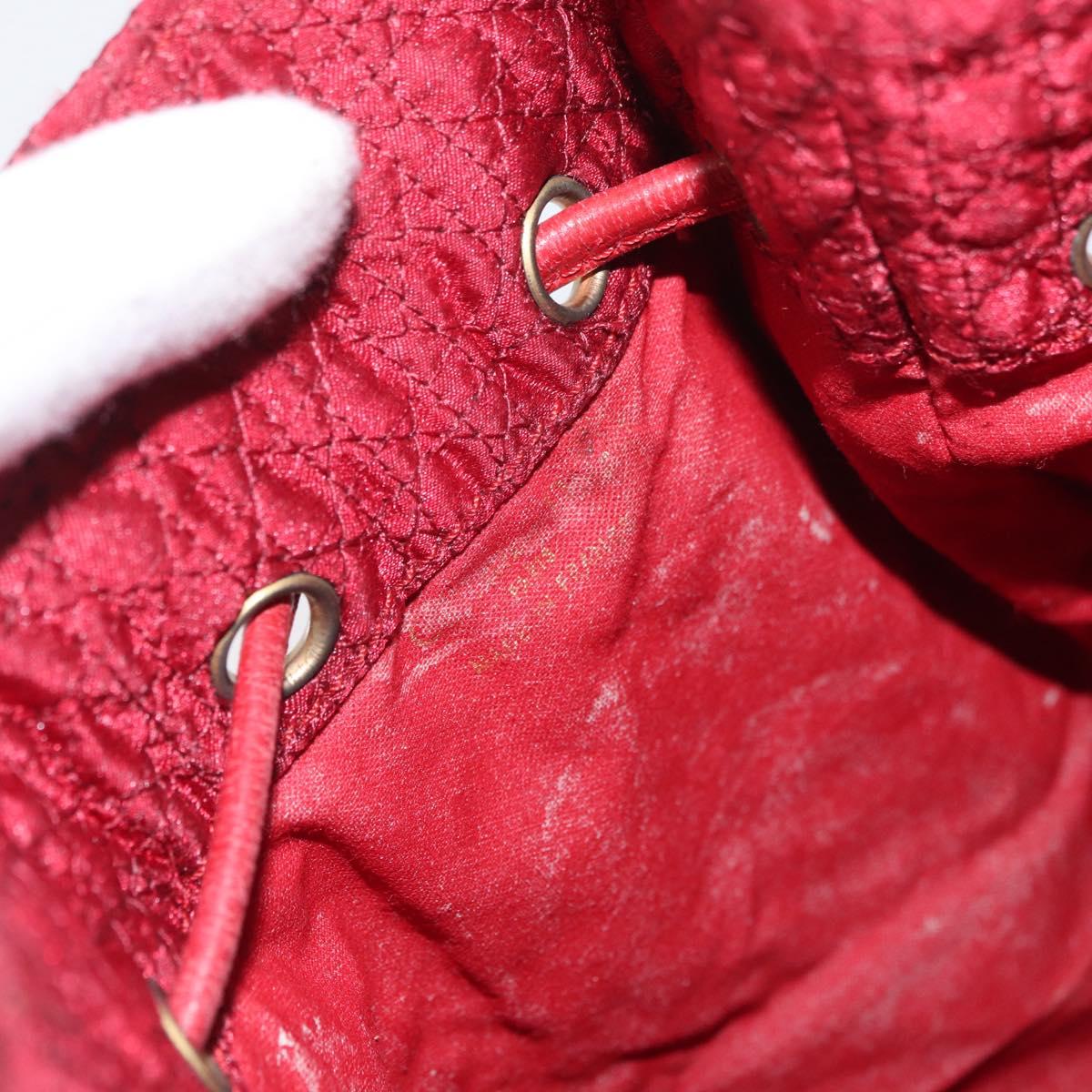 Christian Dior Canage Pouch Nylon Red Gold Auth AMZ069