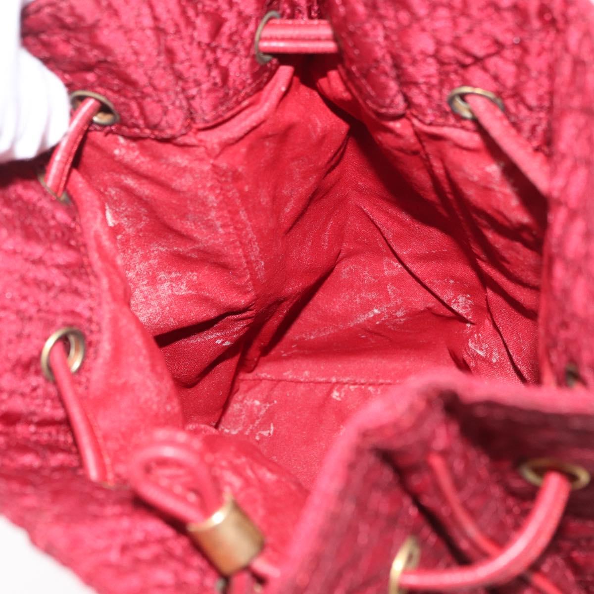 Christian Dior Canage Pouch Nylon Red Gold Auth AMZ069