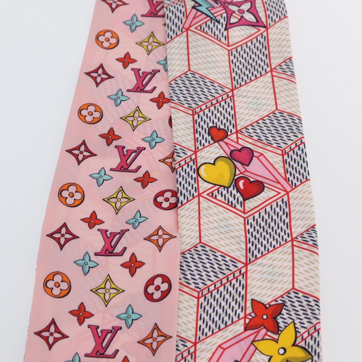 LOUIS VUITTON Bandeau Damier Pop Up Scarf Silk White M77697 LV Auth AMZ072M