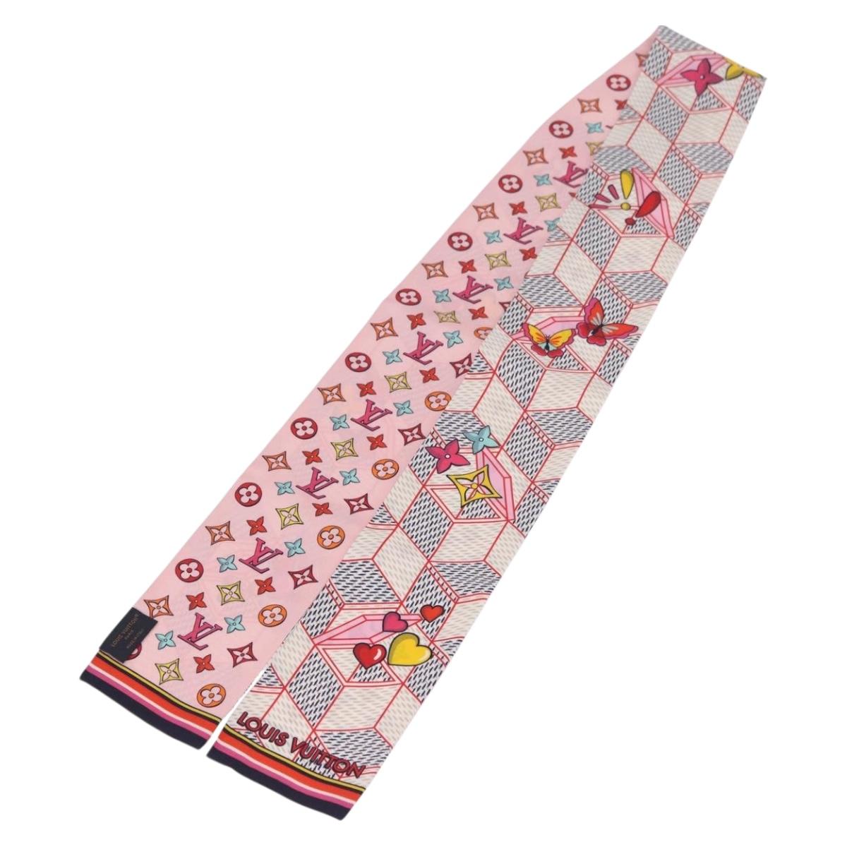 LOUIS VUITTON Bandeau Damier Pop Up Scarf Silk White M77697 LV Auth AMZ072M