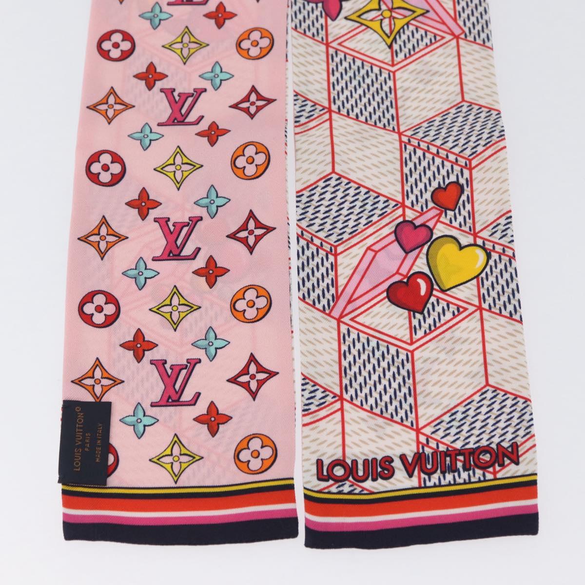 LOUIS VUITTON Bandeau Damier Pop Up Scarf Silk White M77697 LV Auth AMZ072M