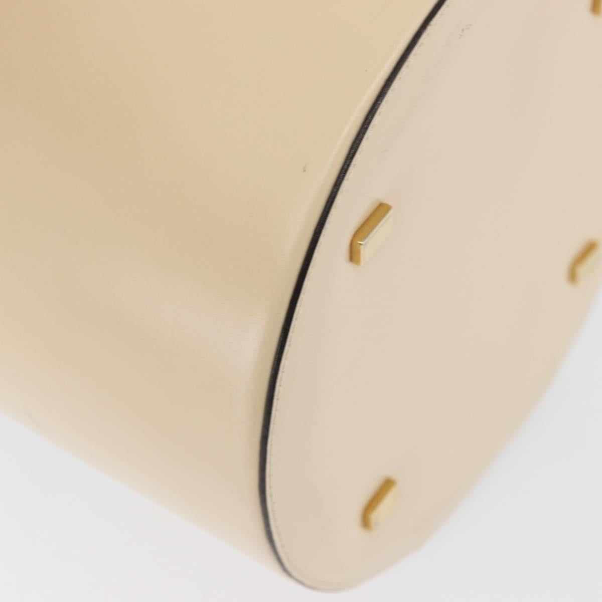 CELINE Vanity Hand Bag Leather Ivory Gold Auth AMZ074A