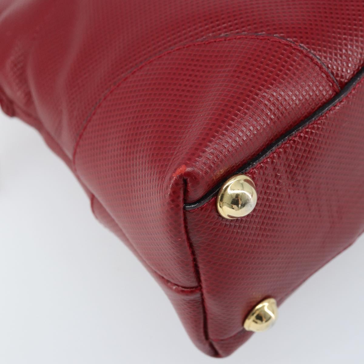 BOTTEGA VENETA Hand Bag Leather 2way Red Gold Auth AMZ081