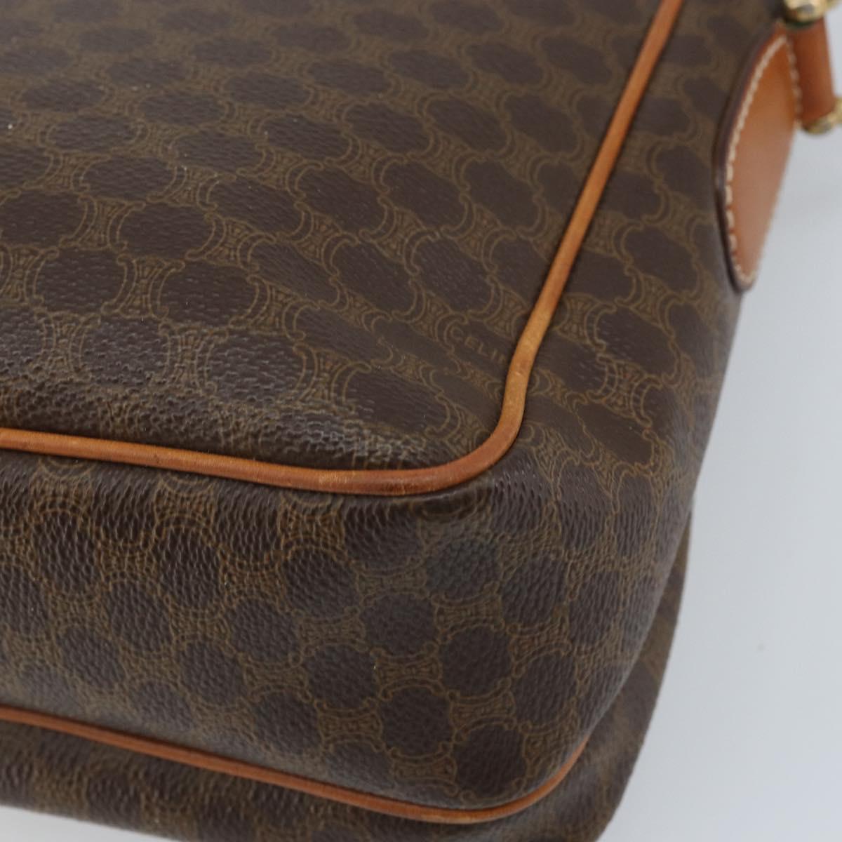 CELINE Macadam Canvas Shoulder Bag PVC Leather Brown Gold Auth AMZ082A