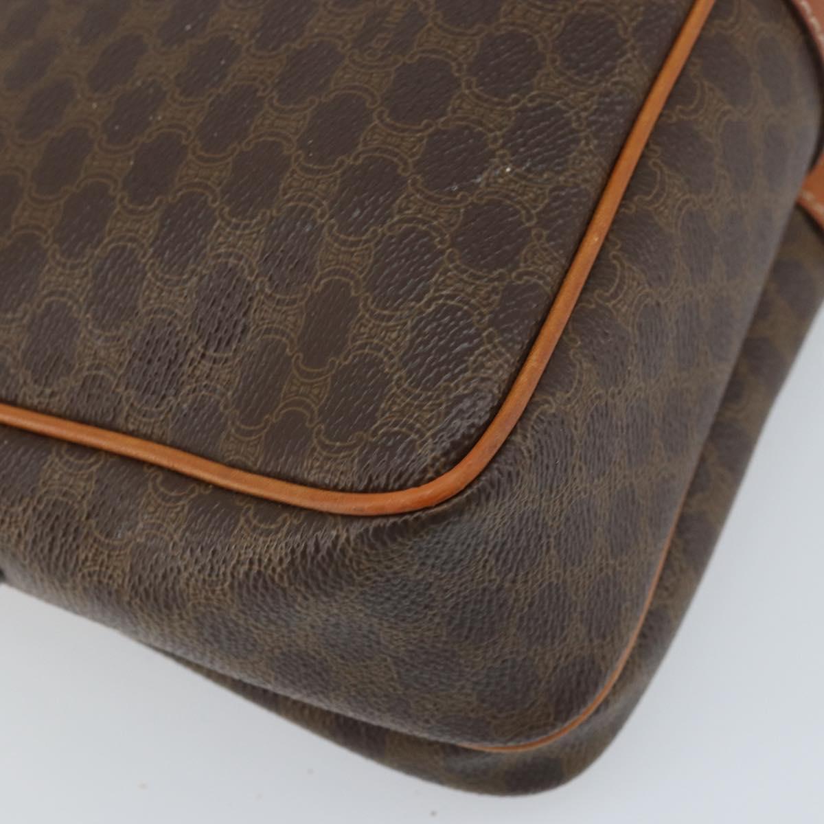 CELINE Macadam Canvas Shoulder Bag PVC Leather Brown Gold Auth AMZ082A