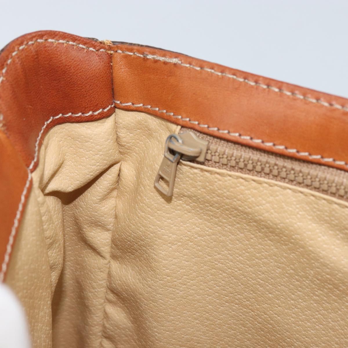CELINE Macadam Canvas Shoulder Bag PVC Leather Brown Gold Auth AMZ082A