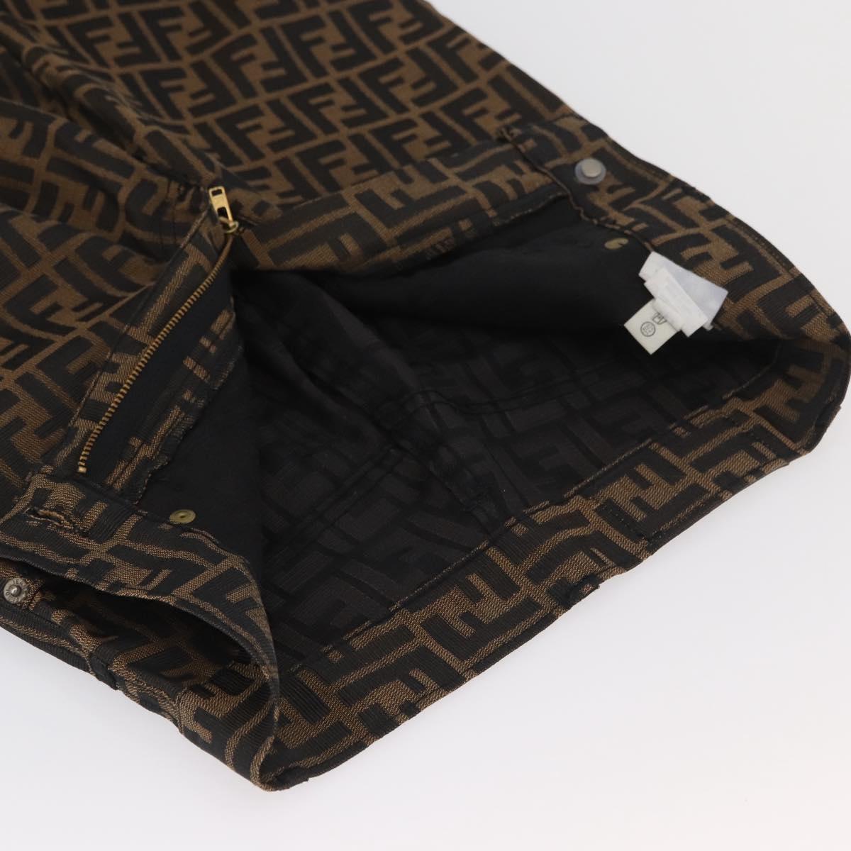 FENDI Zucca Canvas Pants 40 Black Brown Auth AMZ085M