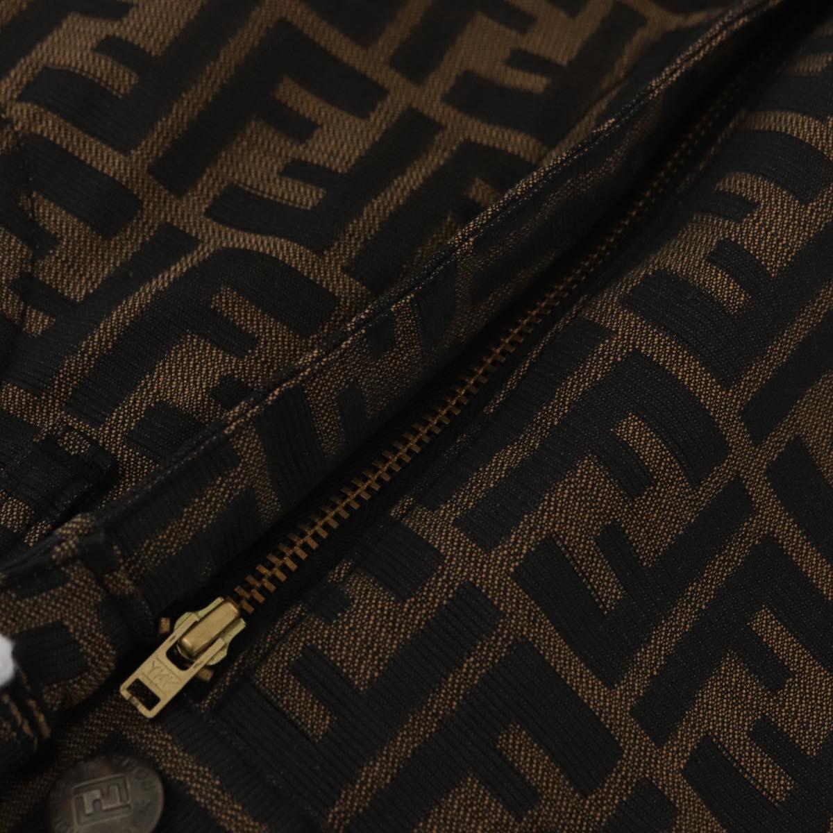 FENDI Zucca Canvas Pants 40 Black Brown Auth AMZ085M