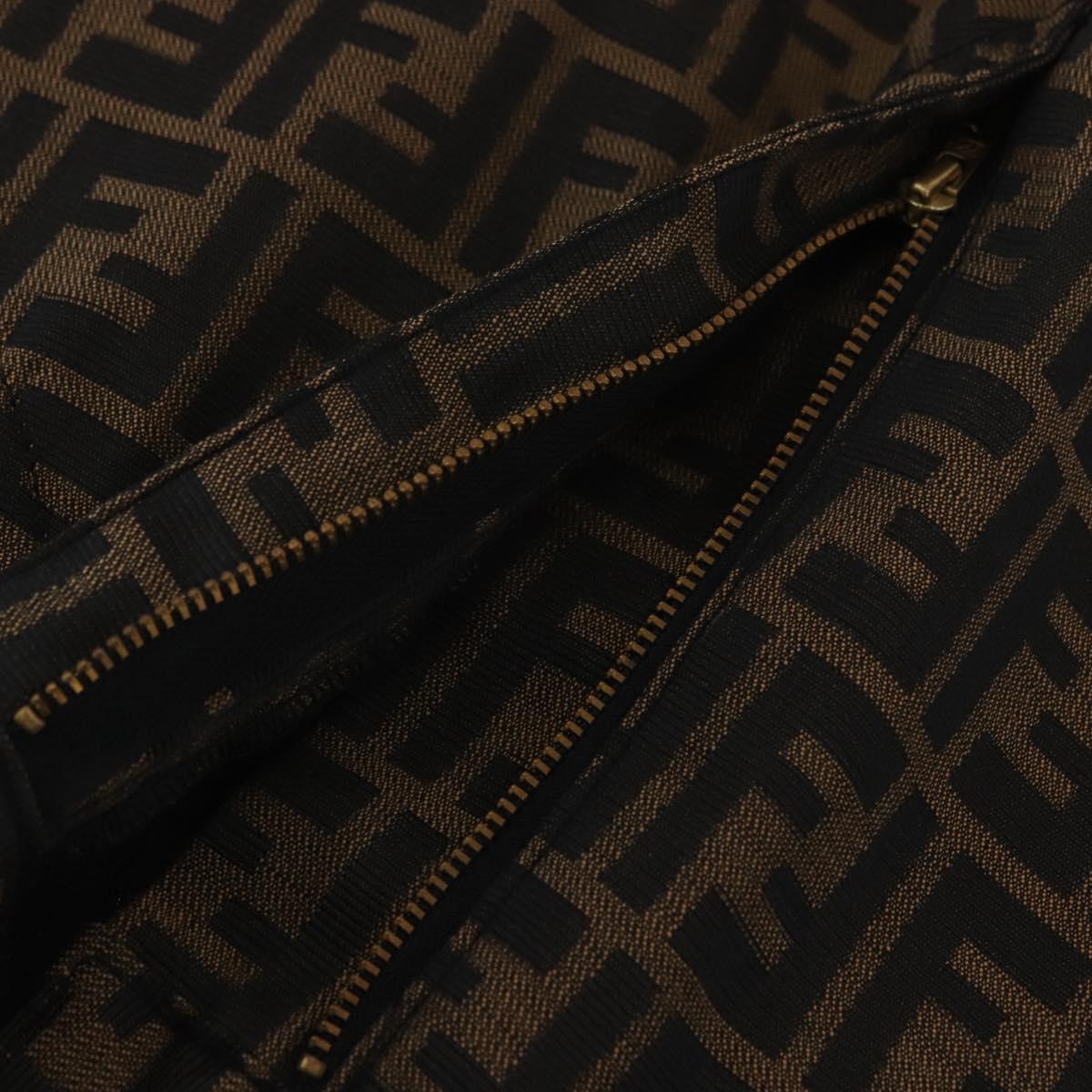 FENDI Zucca Canvas Pants 40 Black Brown Auth AMZ085M