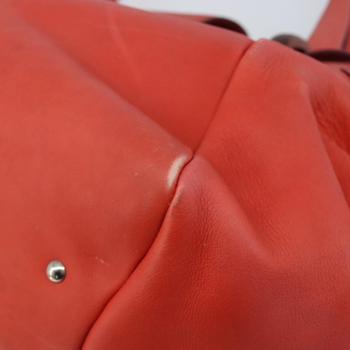 Salvatore Ferragamo Tote Bag Leather Red Silver Auth AMZ101A