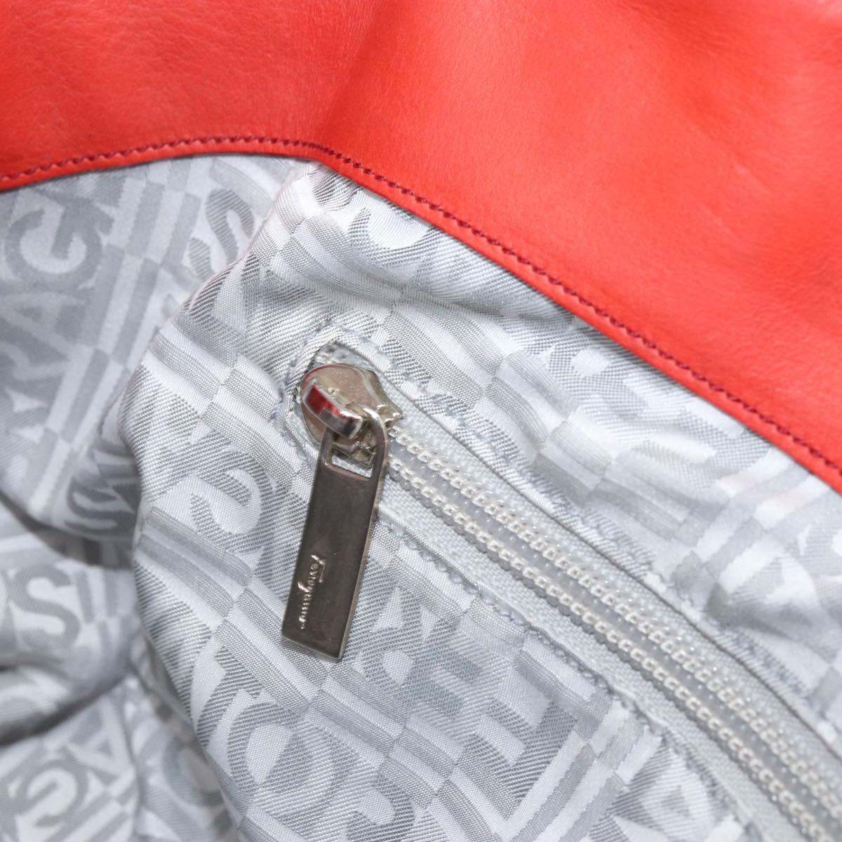 Salvatore Ferragamo Tote Bag Leather Red Silver Auth AMZ101A