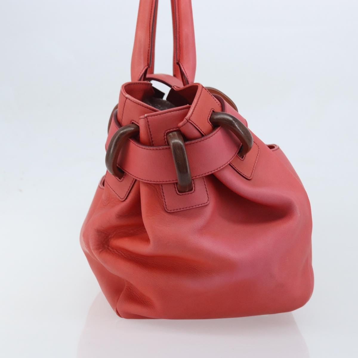 Salvatore Ferragamo Tote Bag Leather Red Silver Auth AMZ101A