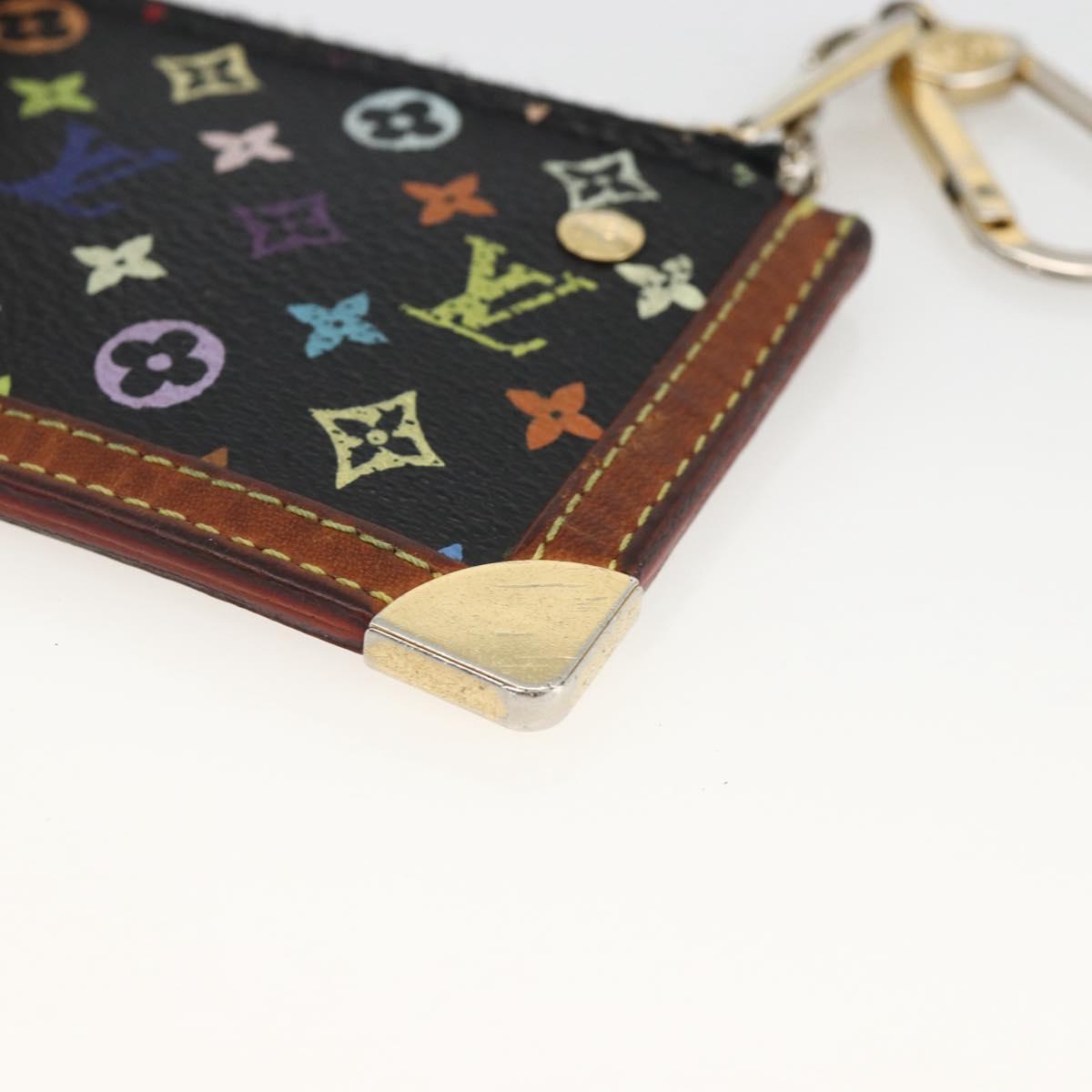 LOUIS VUITTON Multicolor Pochette Cles Coin Purse Black M13664 LV Auth AMZ107