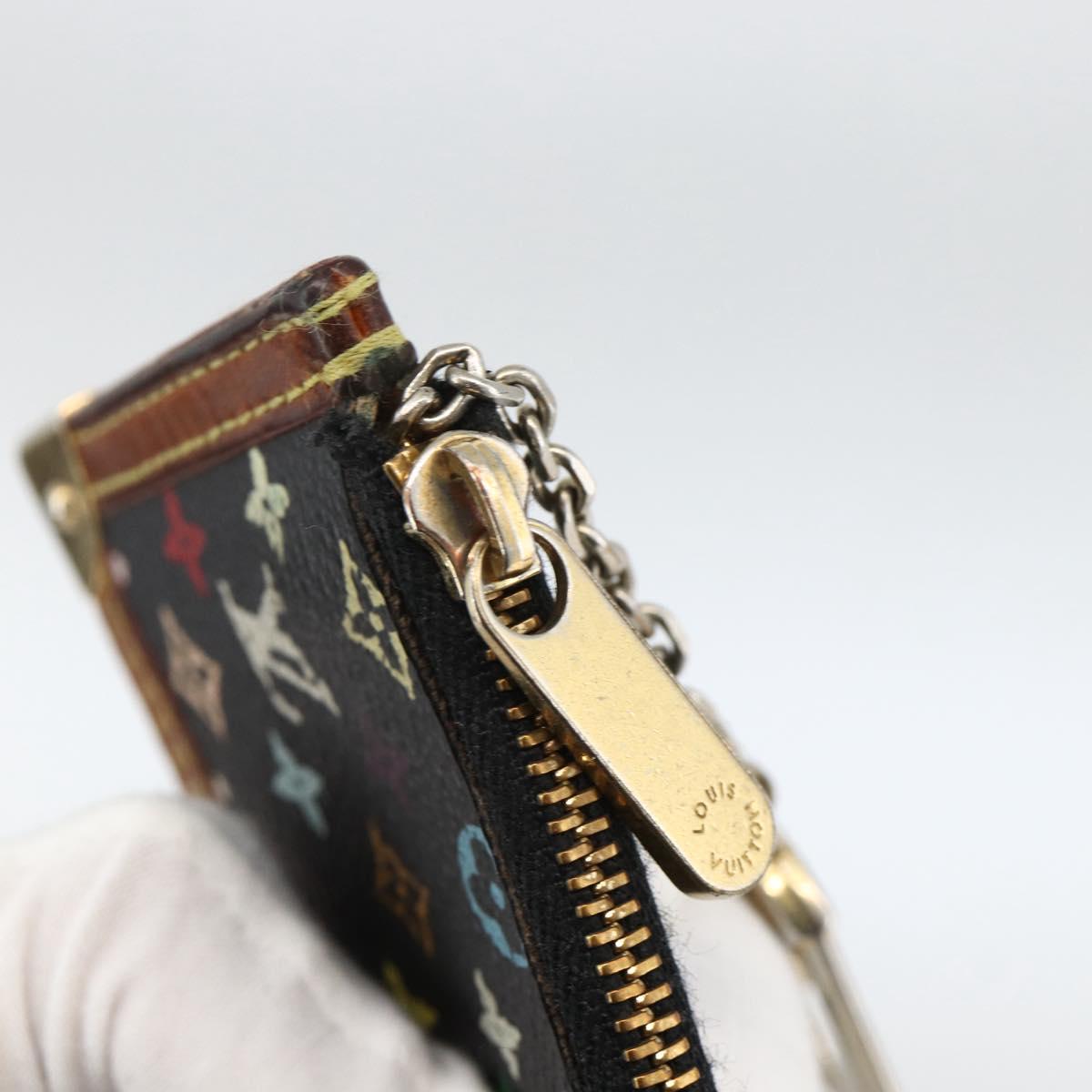 LOUIS VUITTON Multicolor Pochette Cles Coin Purse Black M13664 LV Auth AMZ107