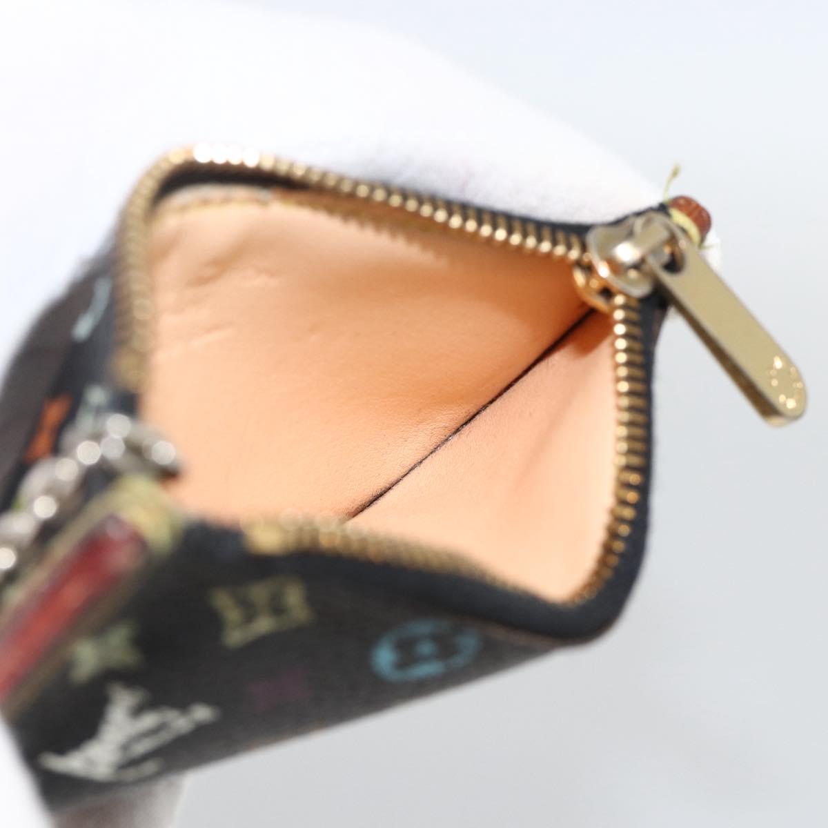 LOUIS VUITTON Multicolor Pochette Cles Coin Purse Black M13664 LV Auth AMZ107