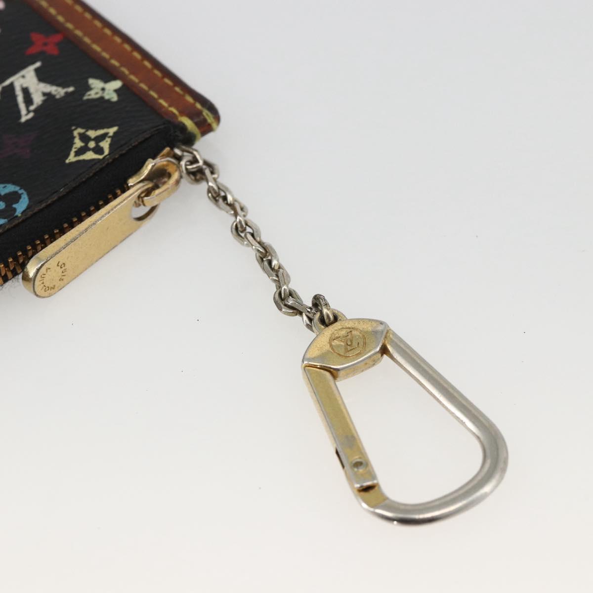 LOUIS VUITTON Multicolor Pochette Cles Coin Purse Black M13664 LV Auth AMZ107