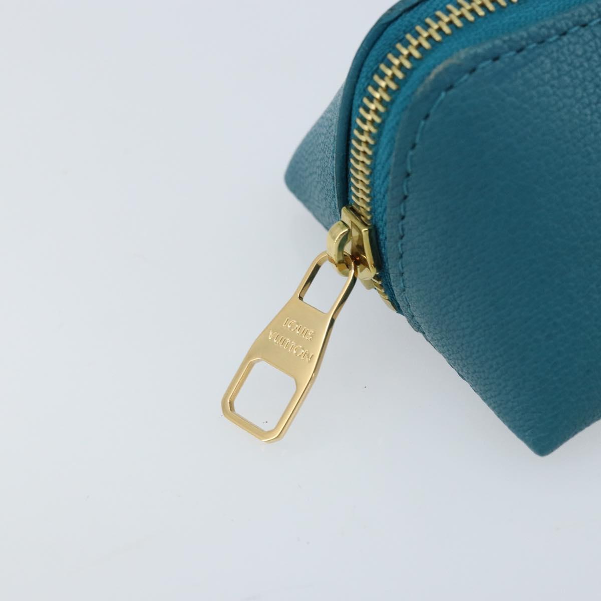 LOUIS VUITTON Trousse Elizabeth Pen Case Leather Blue LV Auth AMZ109A