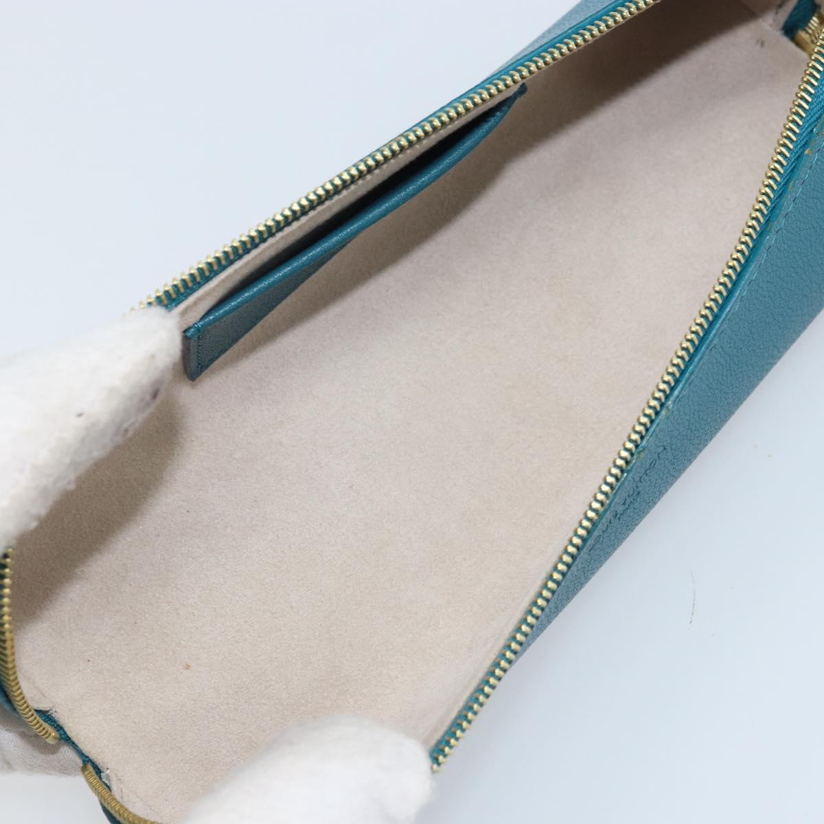 LOUIS VUITTON Trousse Elizabeth Pen Case Leather Blue LV Auth AMZ109A
