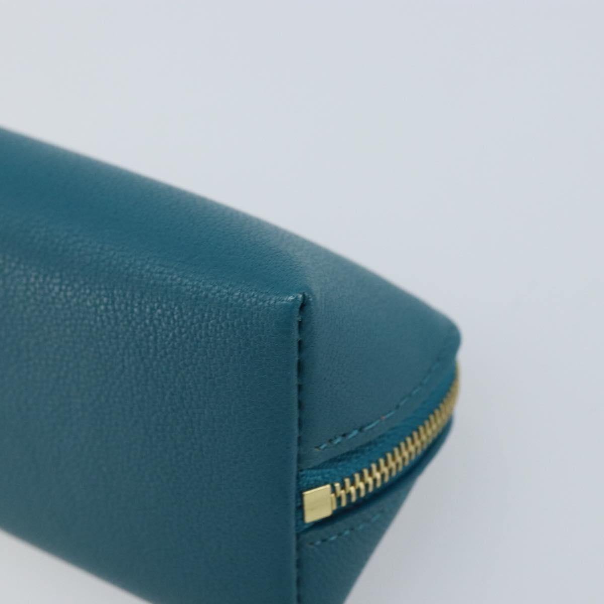 LOUIS VUITTON Trousse Elizabeth Pen Case Leather Blue LV Auth AMZ109A