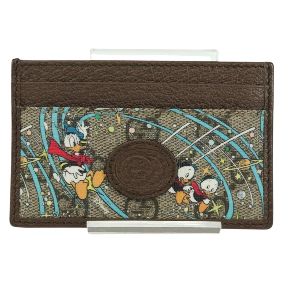 GUCCI GG Supreme GUCCIxDisney Card Case PVC Beige 647942 Auth AMZ111M