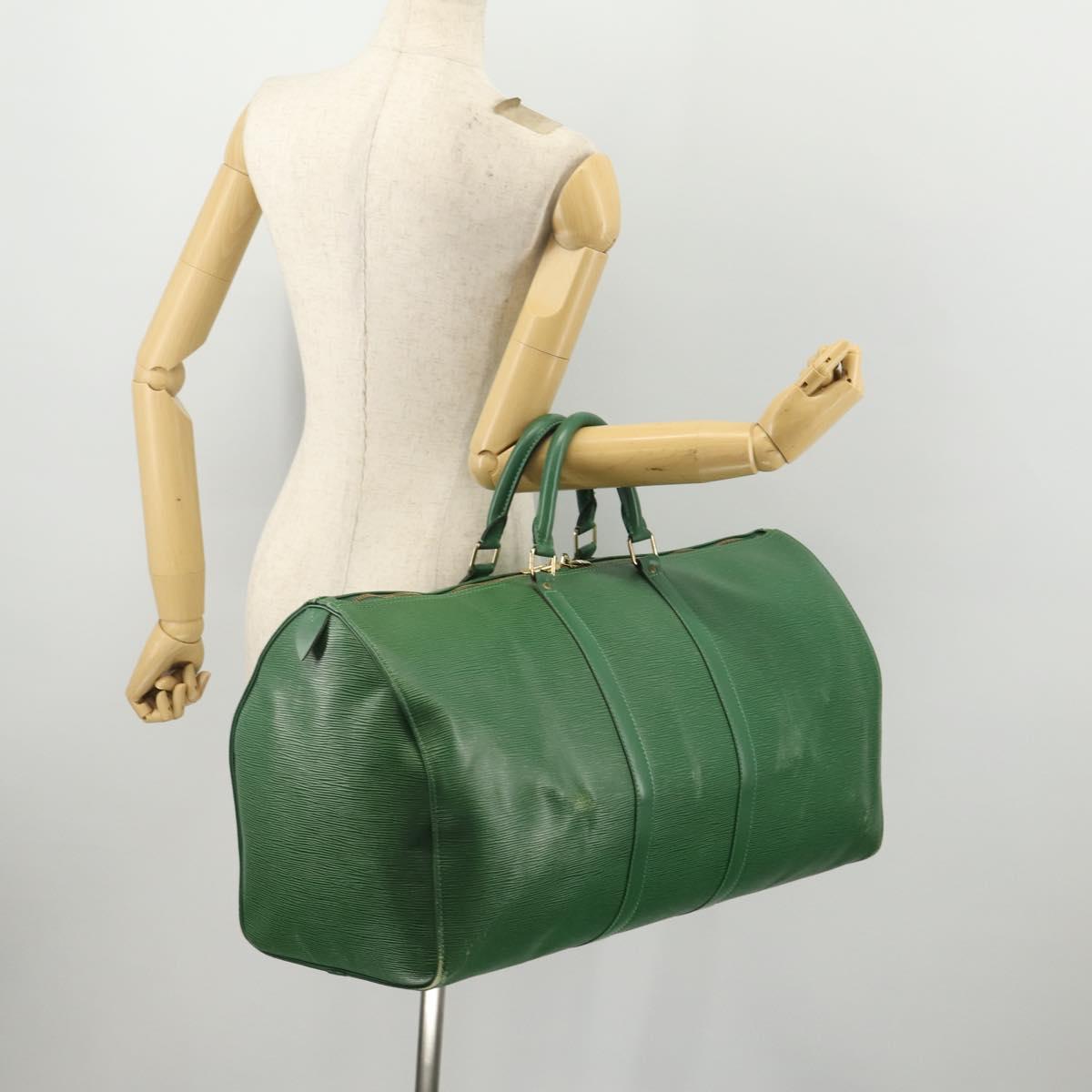 LOUIS VUITTON Epi Keepall 55 Boston Bag Green M42954 LV Auth AMZ128