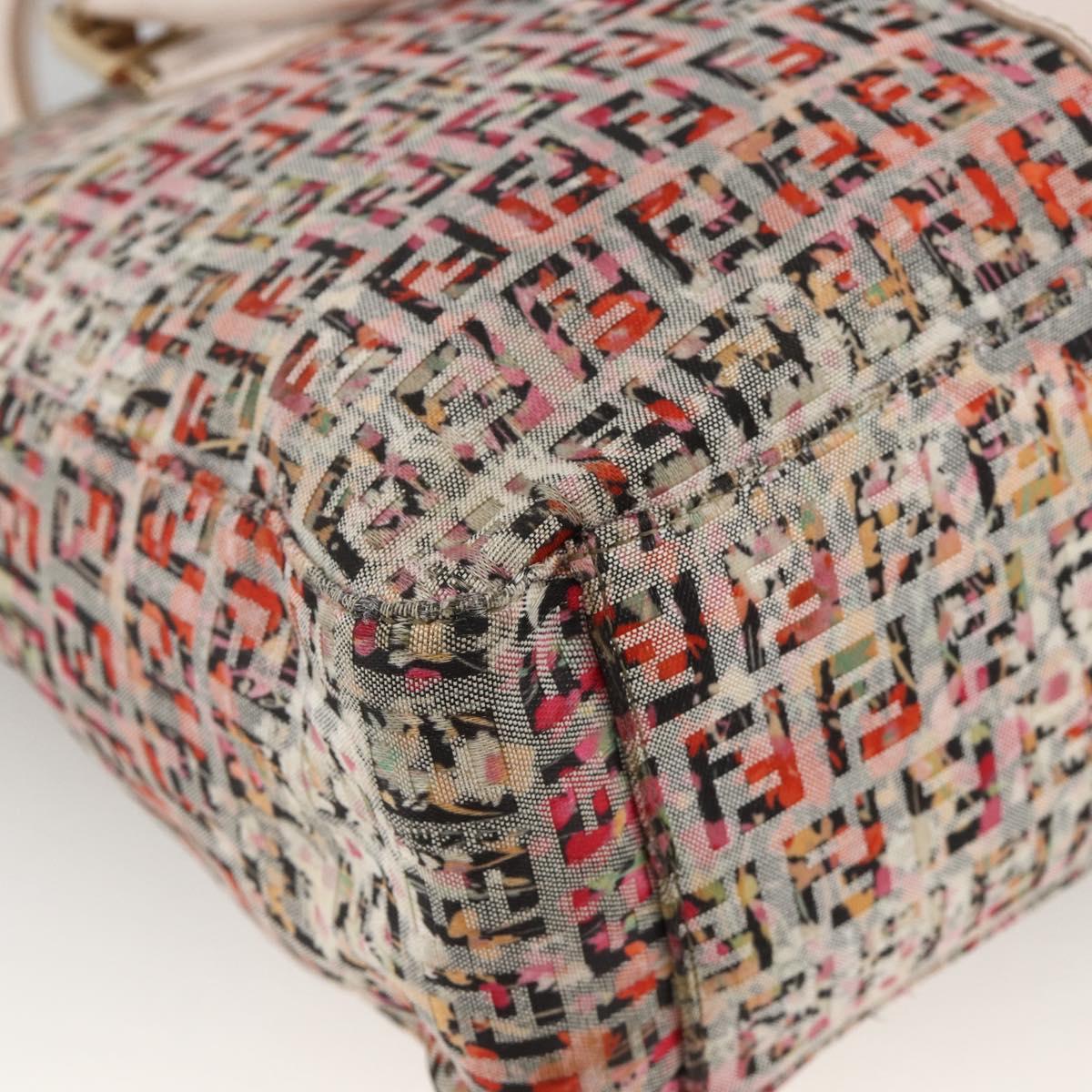 FENDI Zucchino Canvas Hand Bag 2way Multicolor Gold Auth AMZ138A