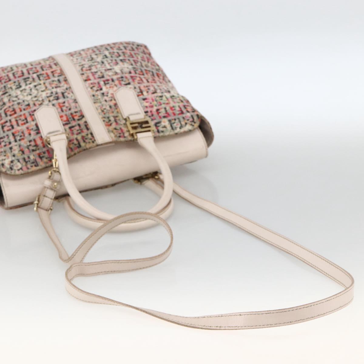 FENDI Zucchino Canvas Hand Bag 2way Multicolor Gold Auth AMZ138A