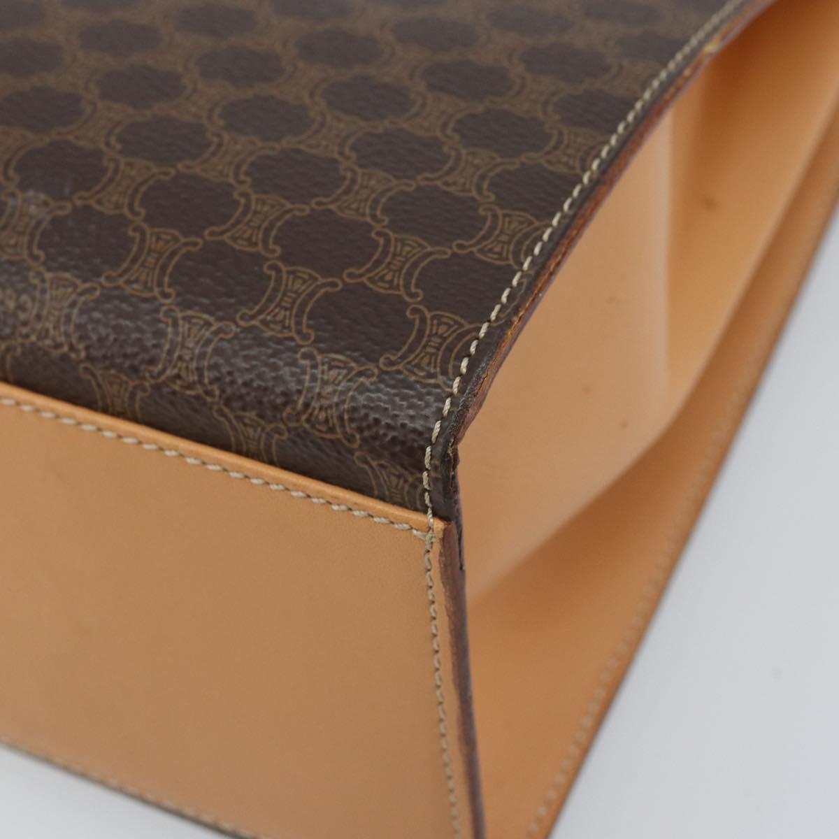 CELINE Macadam Canvas Hand Bag PVC Leather Brown Gold Auth AMZ142A