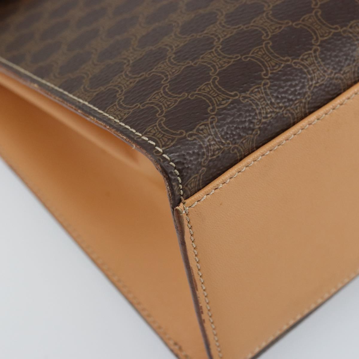 CELINE Macadam Canvas Hand Bag PVC Leather Brown Gold Auth AMZ142A