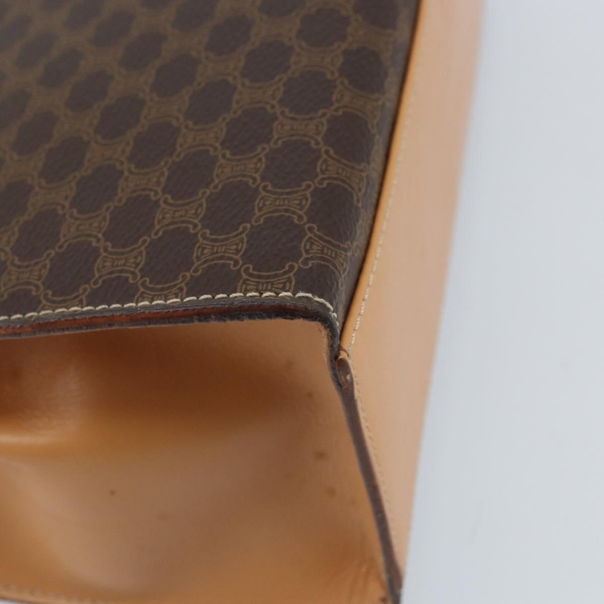 CELINE Macadam Canvas Hand Bag PVC Leather Brown Gold Auth AMZ142A