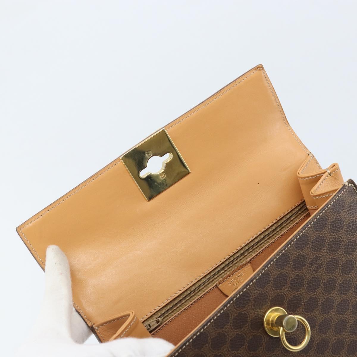 CELINE Macadam Canvas Hand Bag PVC Leather Brown Gold Auth AMZ142A