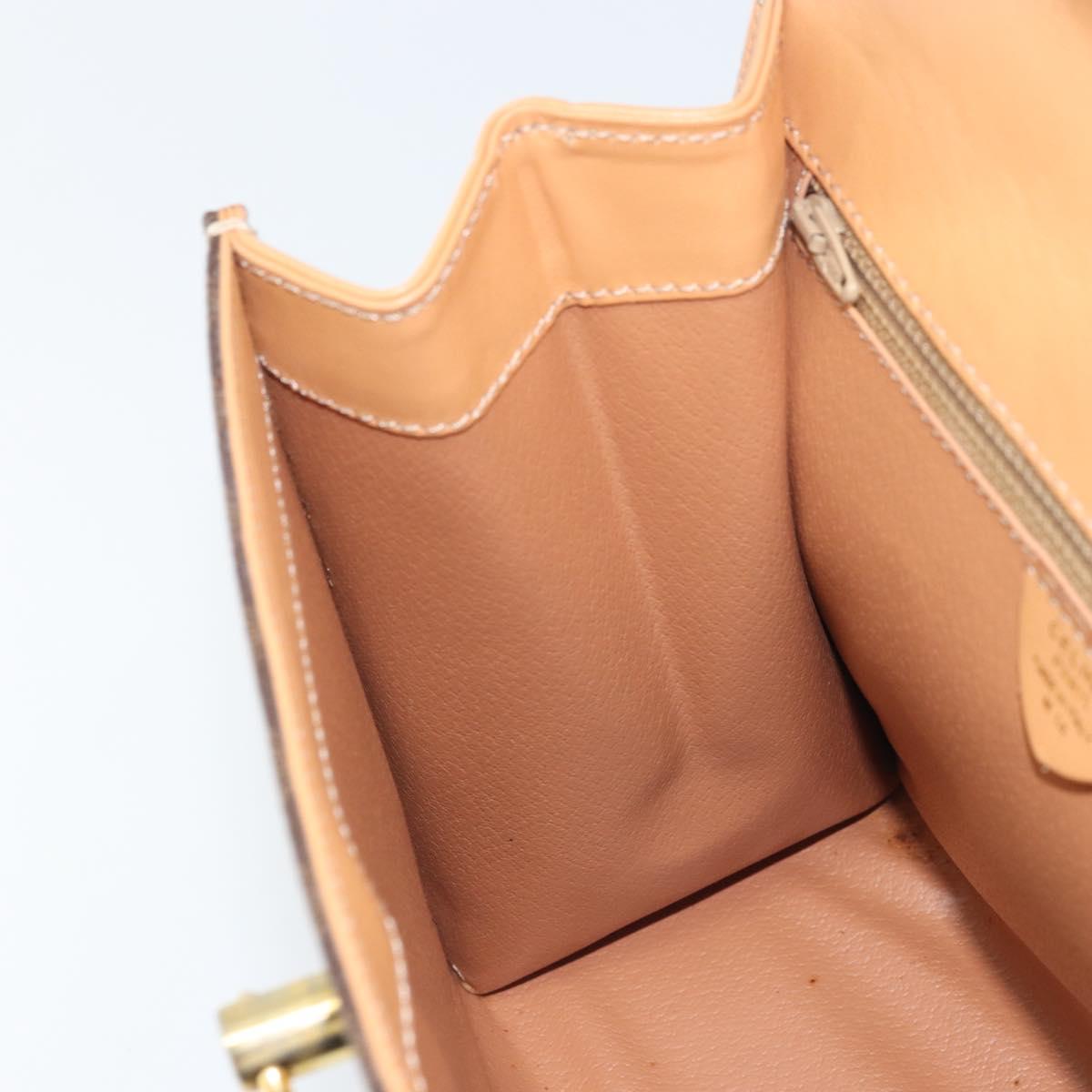 CELINE Macadam Canvas Hand Bag PVC Leather Brown Gold Auth AMZ142A