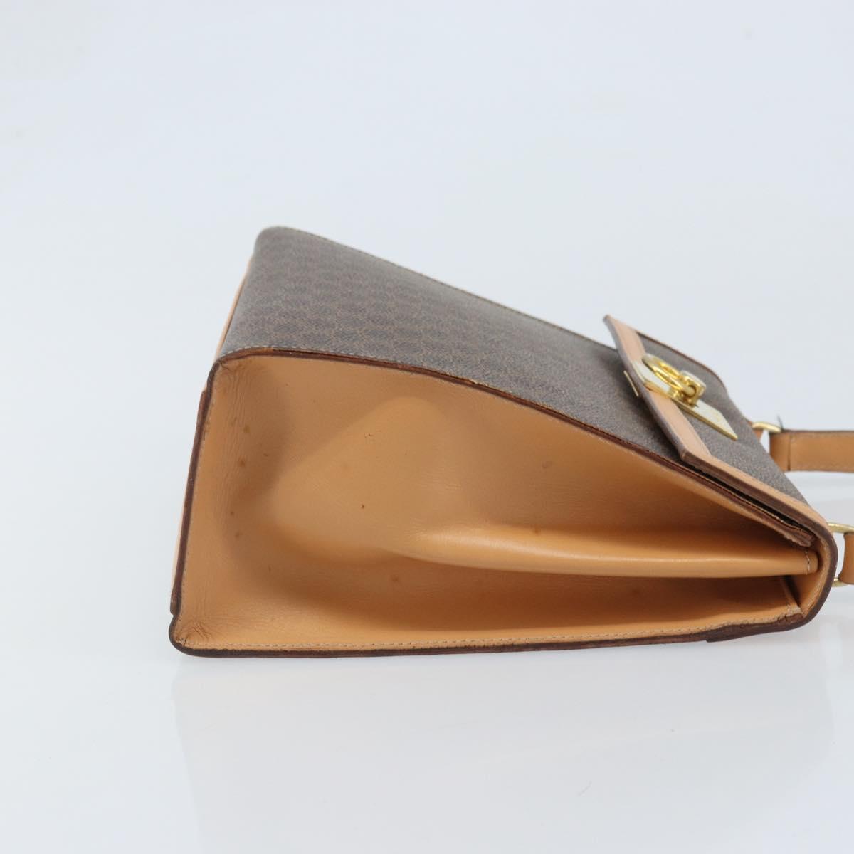 CELINE Macadam Canvas Hand Bag PVC Leather Brown Gold Auth AMZ142A