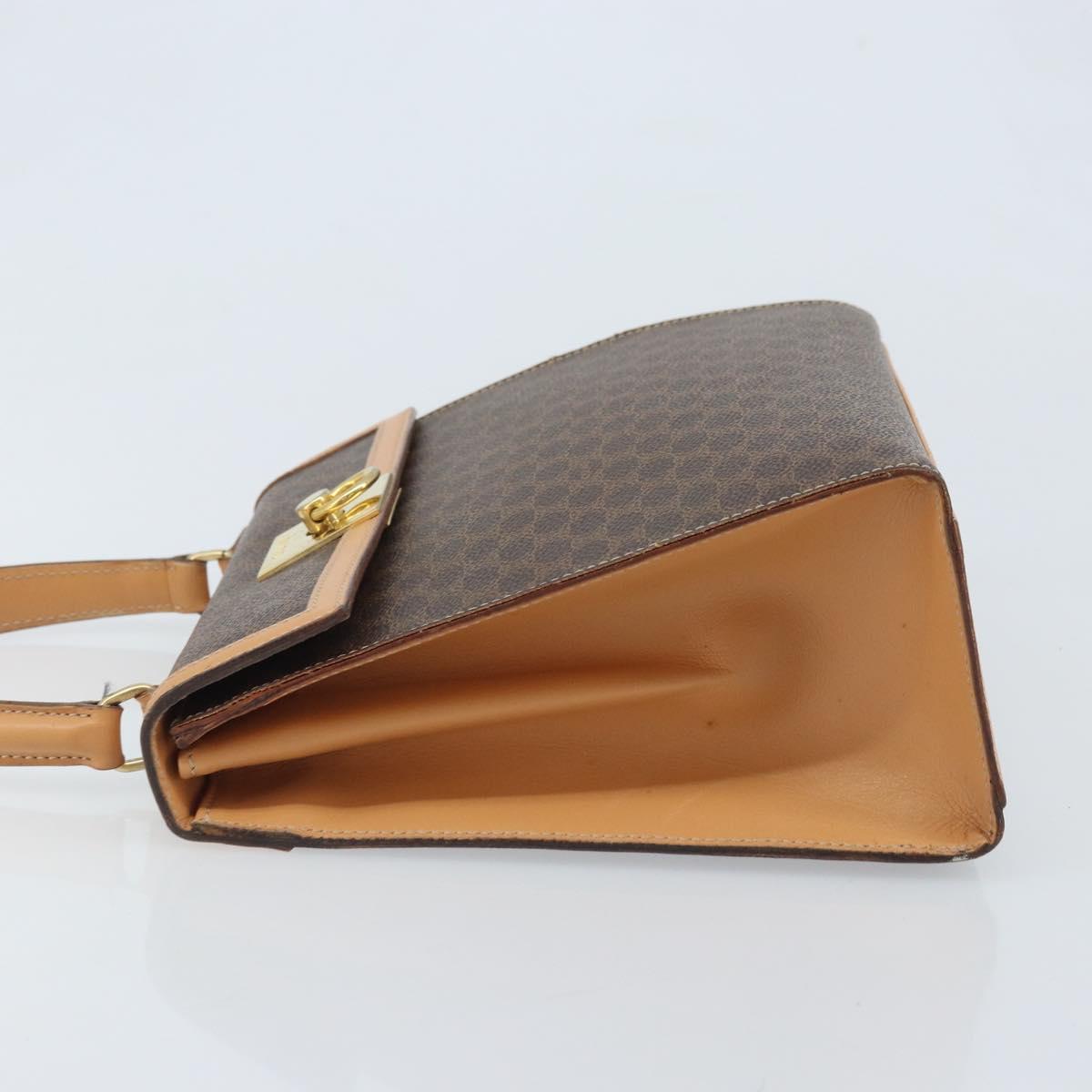 CELINE Macadam Canvas Hand Bag PVC Leather Brown Gold Auth AMZ142A