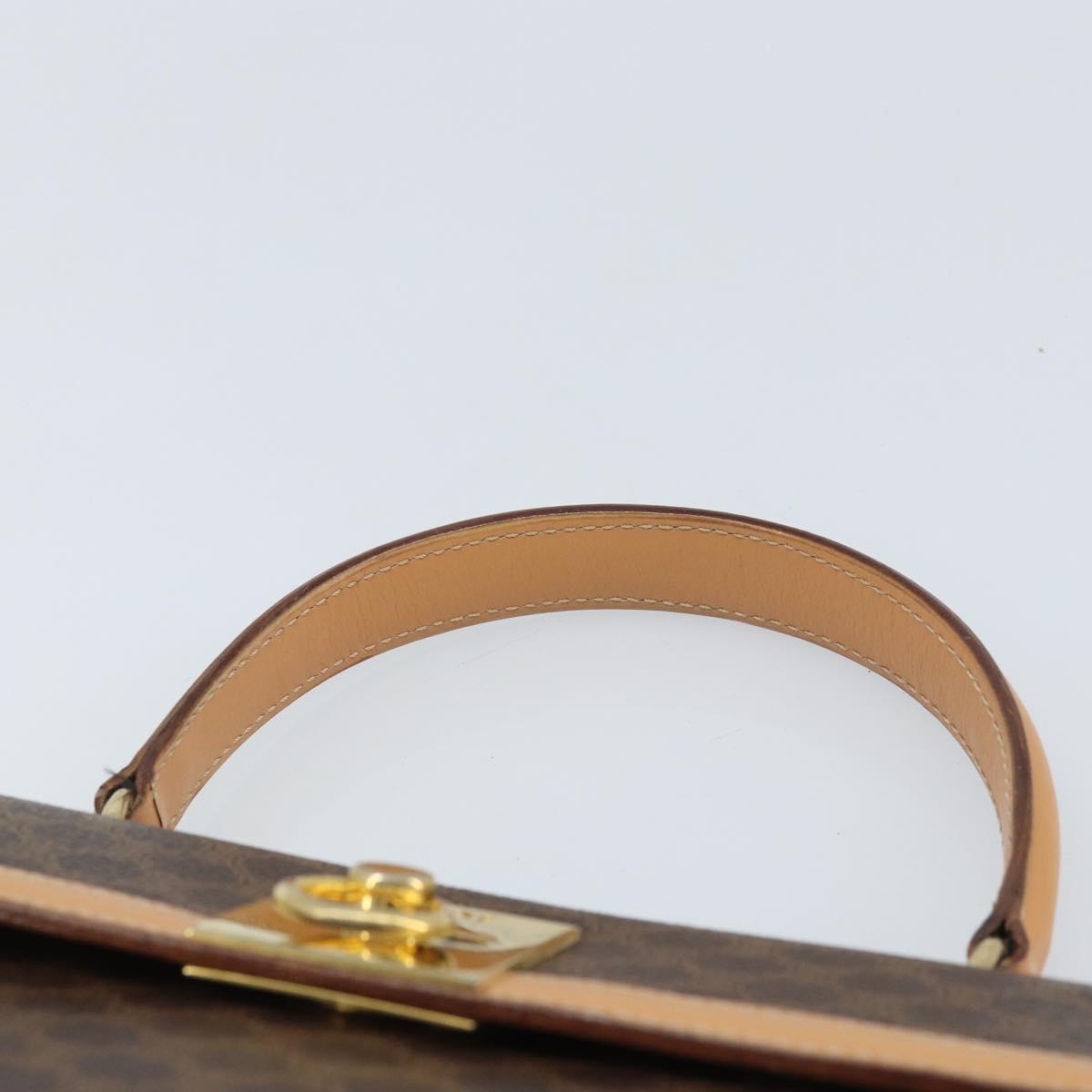 CELINE Macadam Canvas Hand Bag PVC Leather Brown Gold Auth AMZ142A