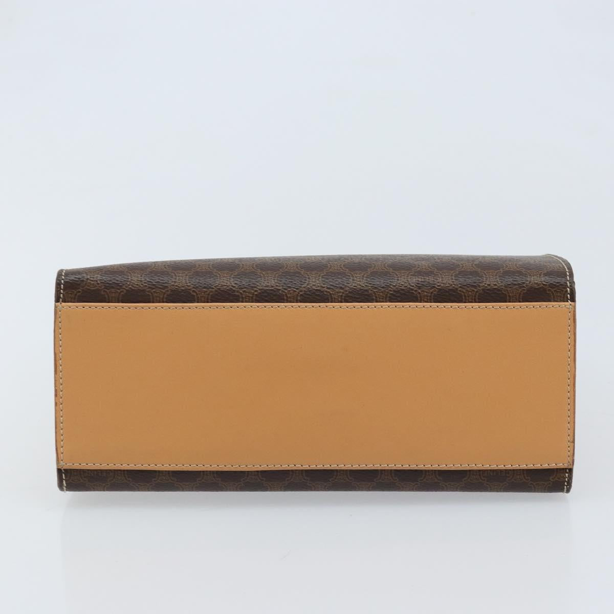 CELINE Macadam Canvas Hand Bag PVC Leather Brown Gold Auth AMZ142A