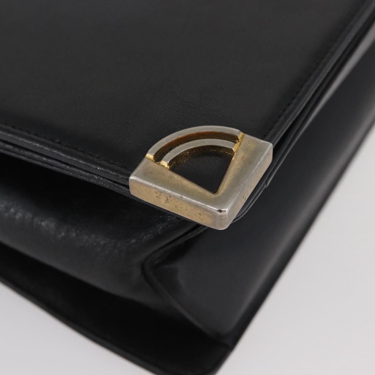 Christian Dior Shoulder Bag Calf Skin Black Gold Auth AMZ145A