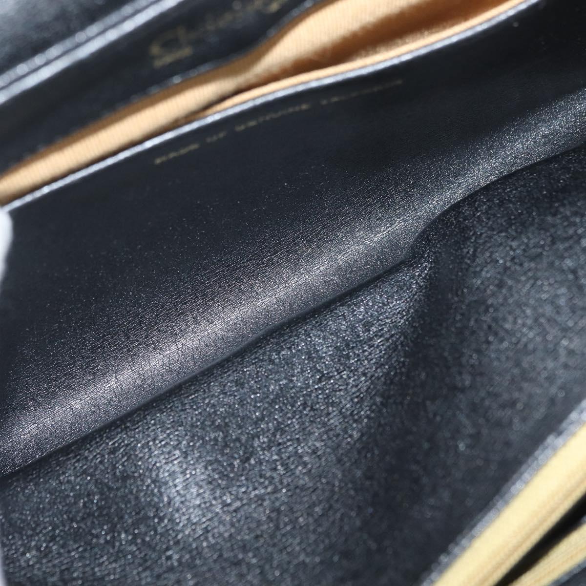 Christian Dior Shoulder Bag Calf Skin Black Gold Auth AMZ145A