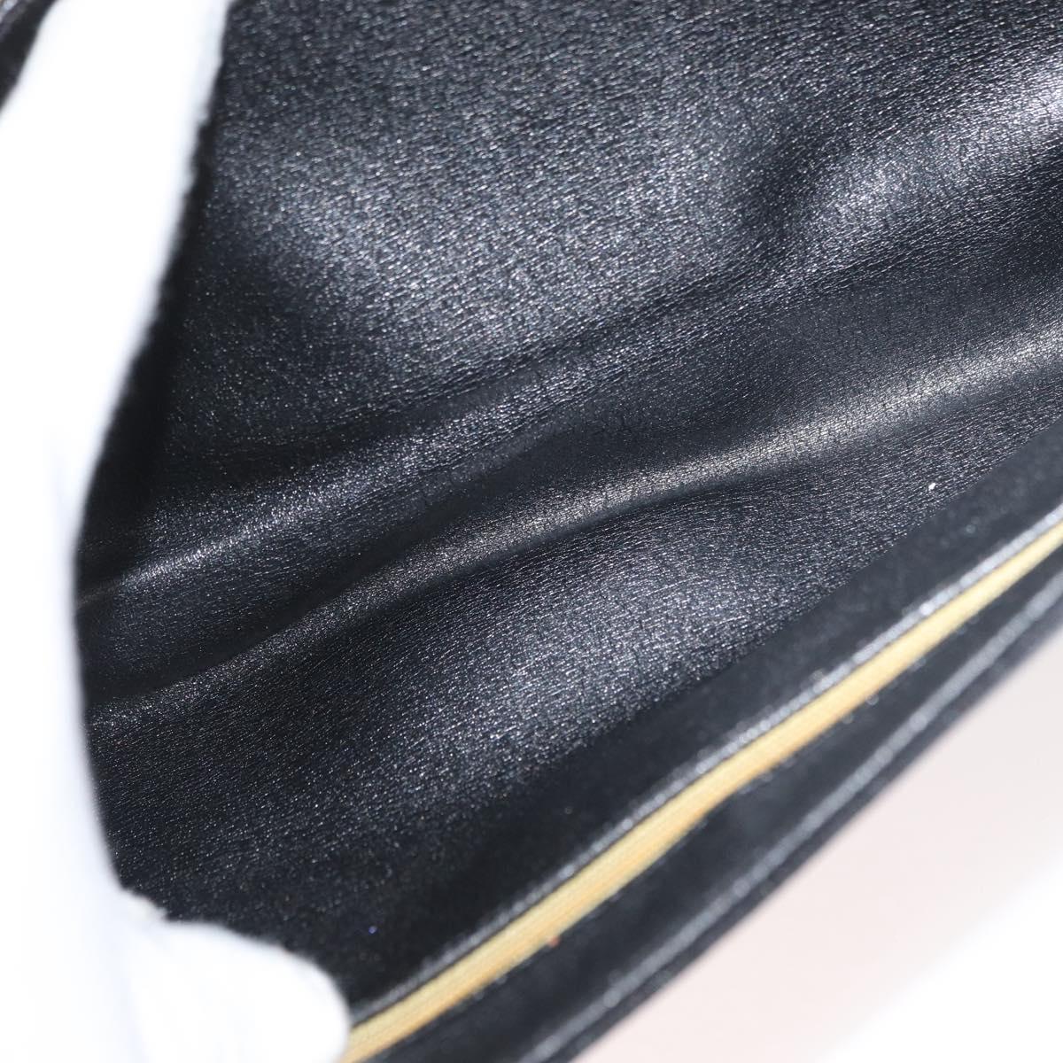 Christian Dior Shoulder Bag Calf Skin Black Gold Auth AMZ145A