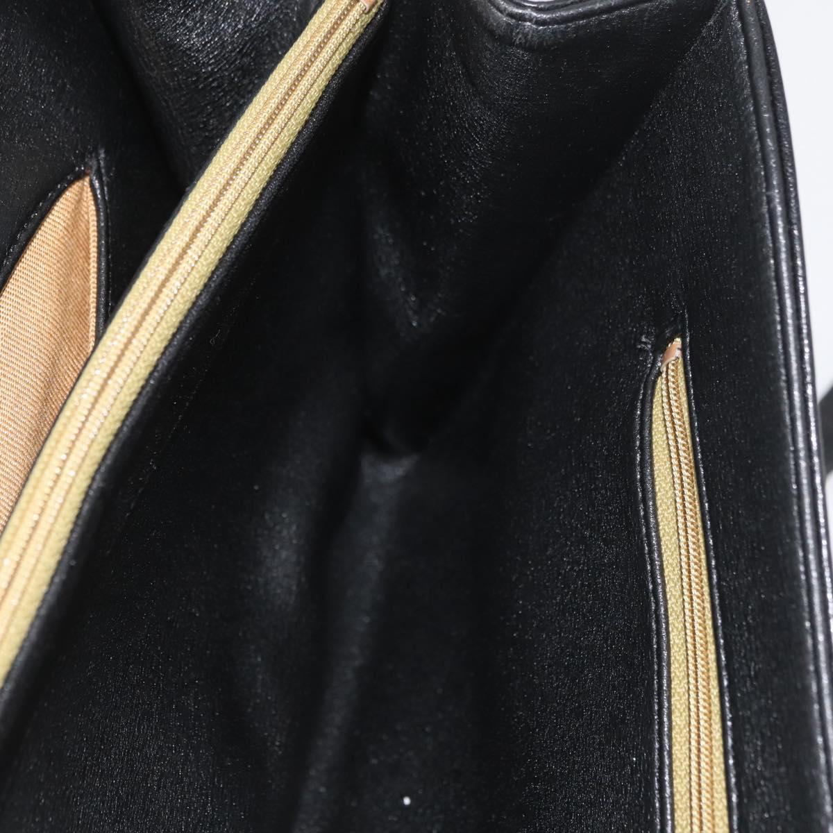 Christian Dior Shoulder Bag Calf Skin Black Gold Auth AMZ145A