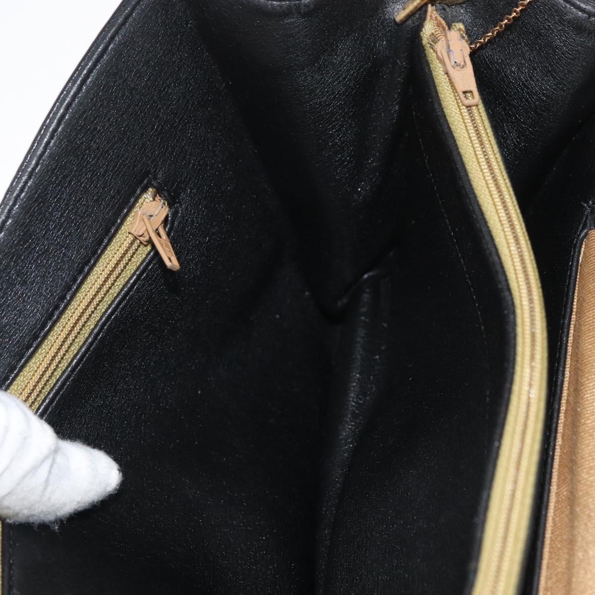 Christian Dior Shoulder Bag Calf Skin Black Gold Auth AMZ145A
