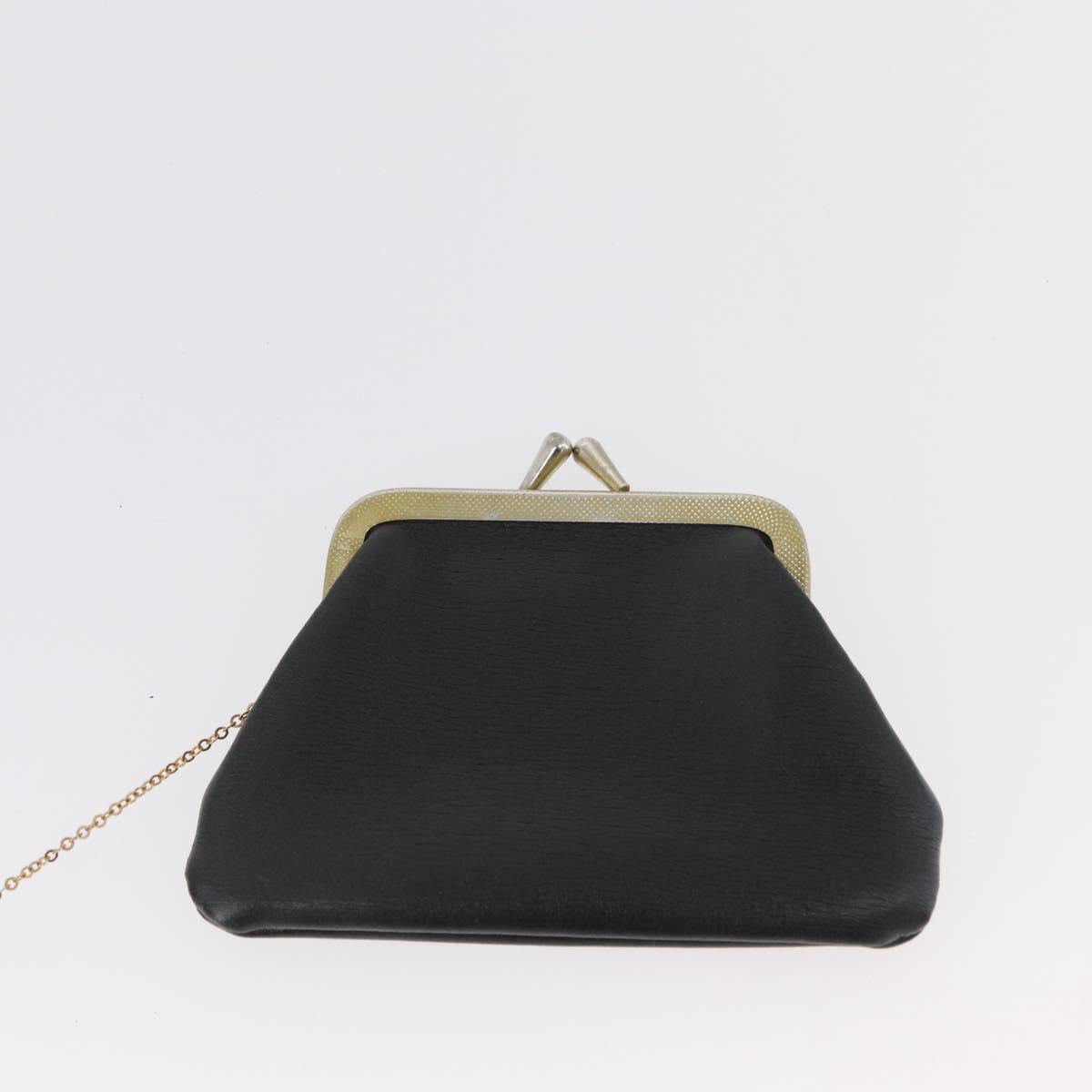 Christian Dior Shoulder Bag Calf Skin Black Gold Auth AMZ145A
