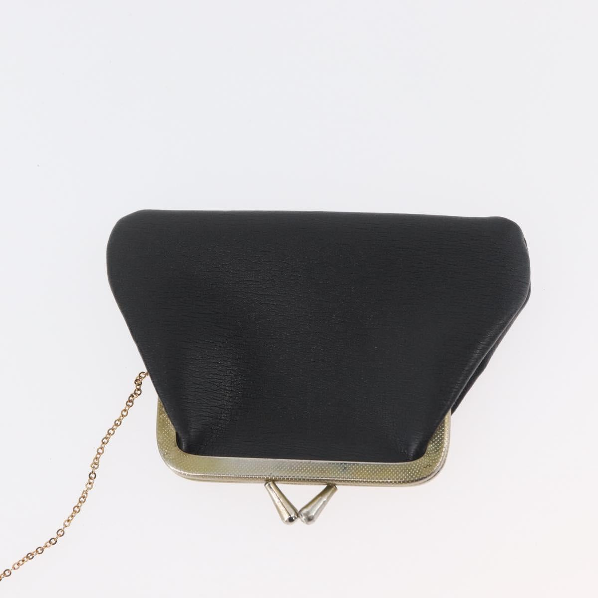 Christian Dior Shoulder Bag Calf Skin Black Gold Auth AMZ145A