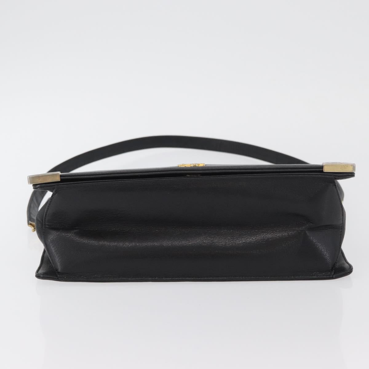 Christian Dior Shoulder Bag Calf Skin Black Gold Auth AMZ145A