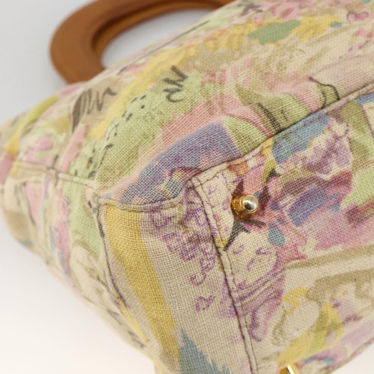 FENDI Hand Bag Canvas Multicolor Gold Auth AMZ146A