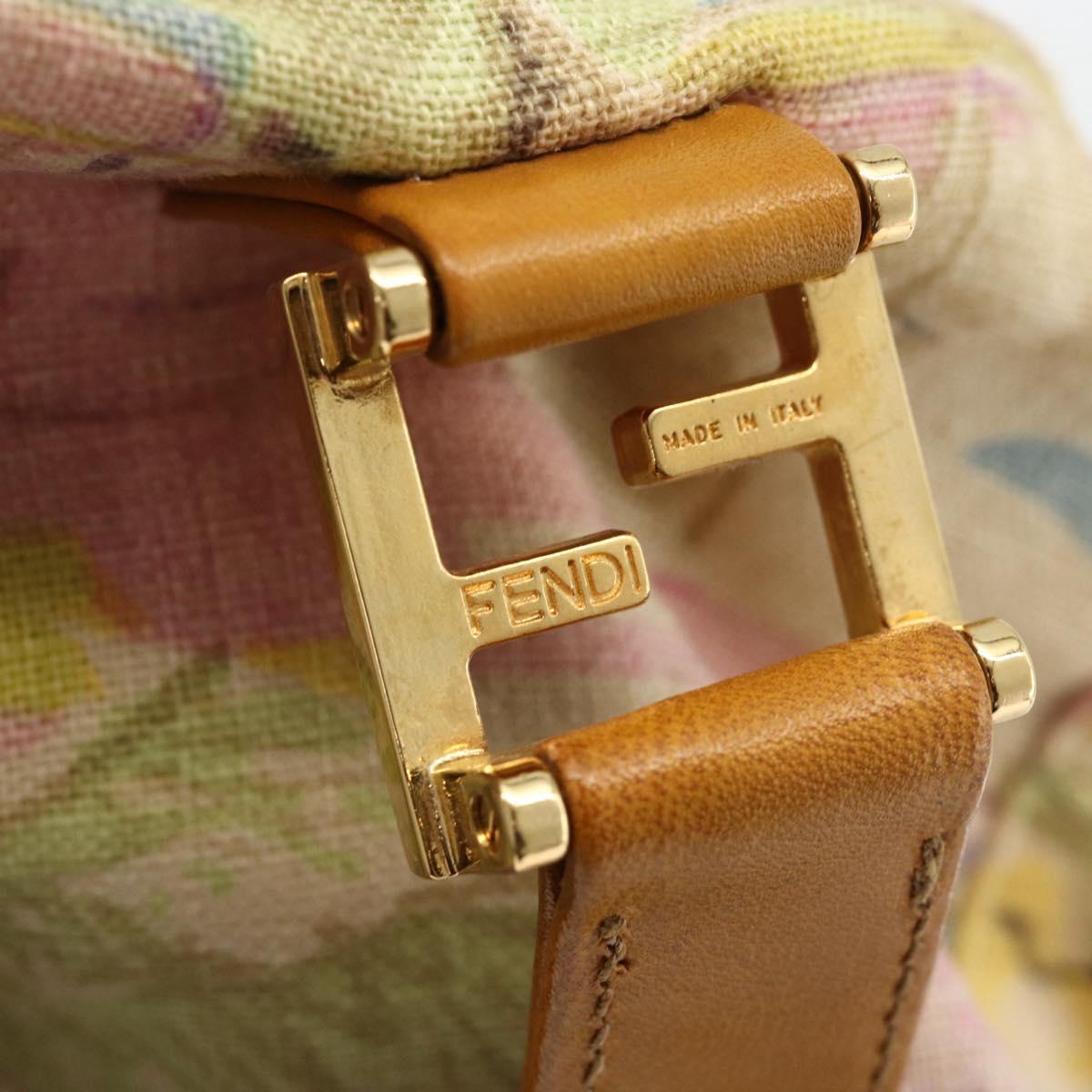 FENDI Hand Bag Canvas Multicolor Gold Auth AMZ146A