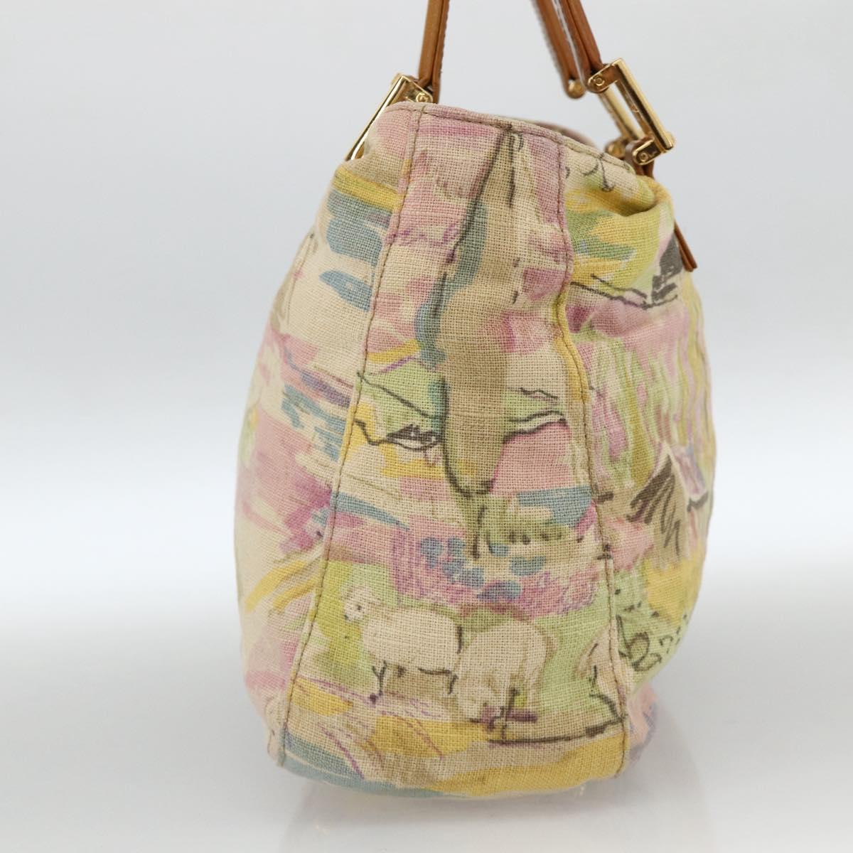 FENDI Hand Bag Canvas Multicolor Gold Auth AMZ146A