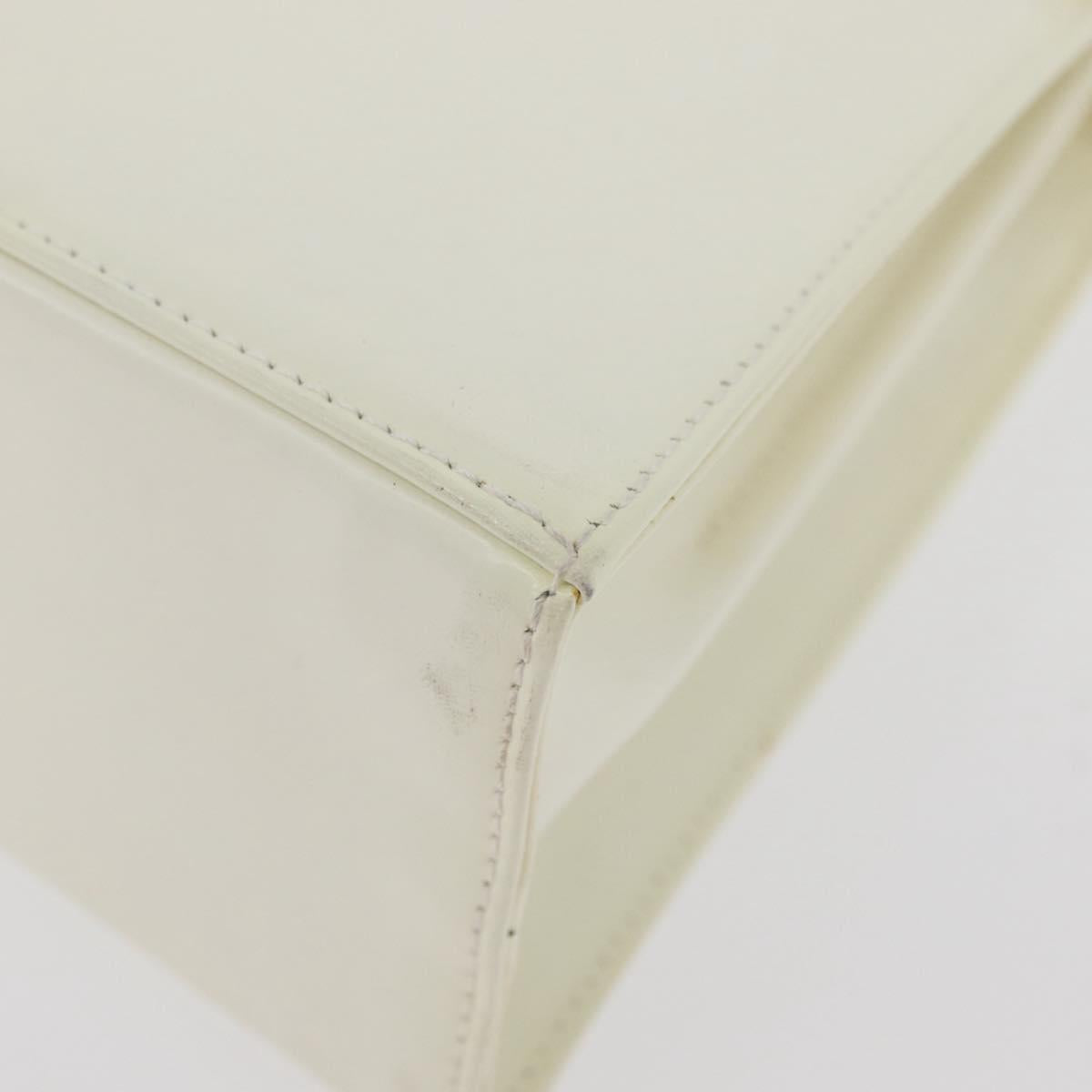 Salvatore Ferragamo Gancini Hand Bag Patent leather 2way Ivory Gold Auth AMZ162