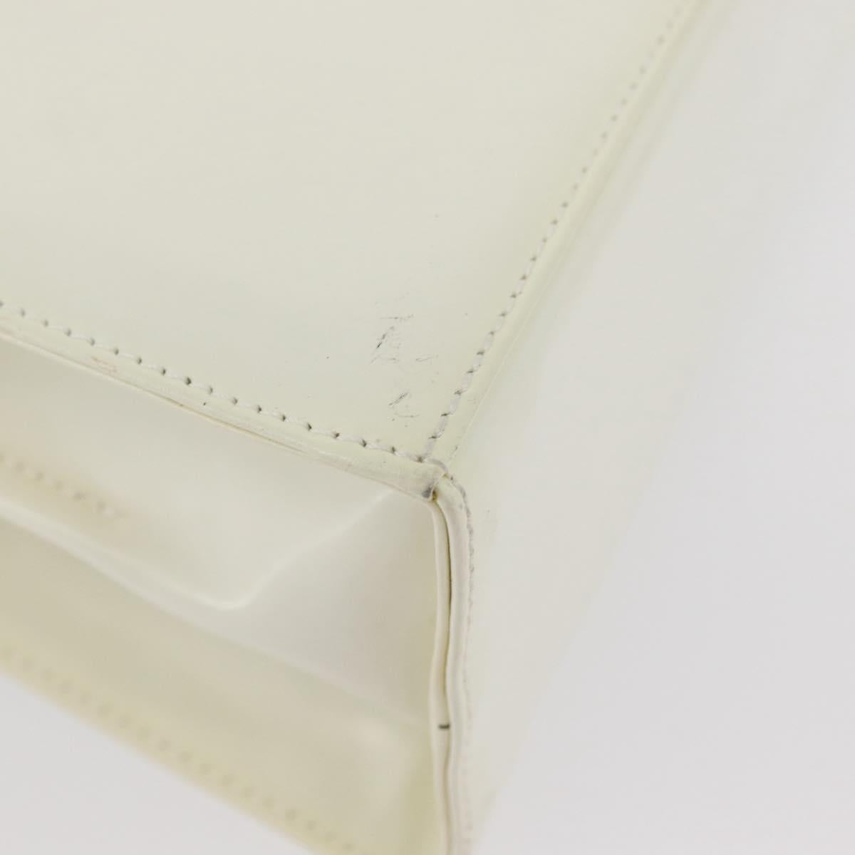 Salvatore Ferragamo Gancini Hand Bag Patent leather 2way Ivory Gold Auth AMZ162